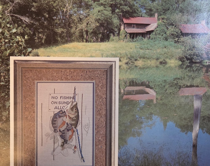 Homestead Designs Fields and Streams Vol IX No Fishing on Sunday Cross Stitch Pattern. FREE SHIPPING. Used Condition