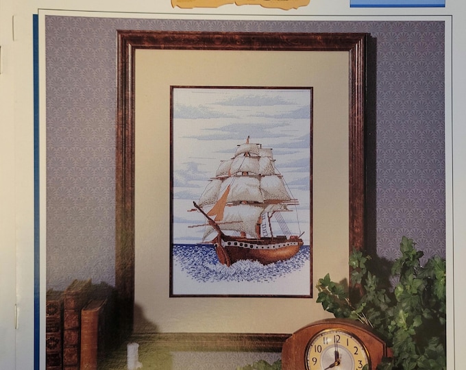 Maiden Voyage Tall Ship Cross Stitch Pattern. FREE SHIPPING.