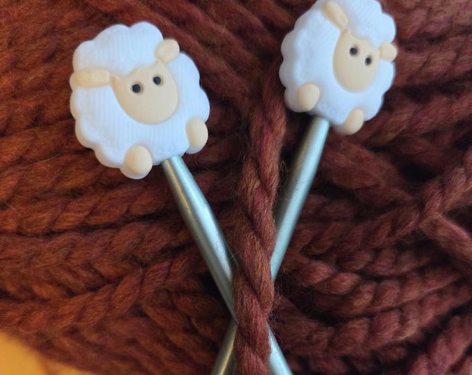 Woolly Sheep Knitting Needle Point Savers and Stitch Holders So Stitches Don't Slip Off Needles. Set of 2. Free Shipping.