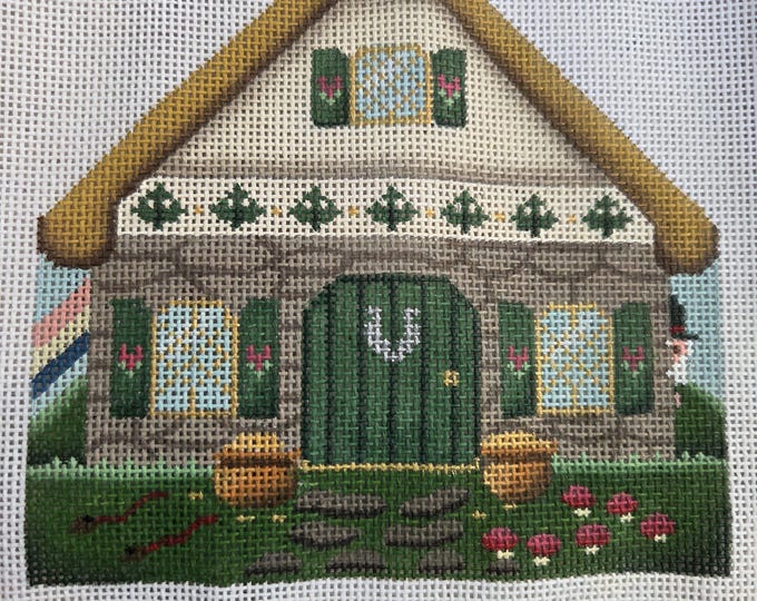 Melissa Shirley St Patricks House 5x5 18mesh and Leprechaun 13mesh Needlepoint Canvas. Preowned Condition. Free Shipping.