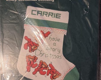 Dale Burdett Beary Christmas Stocking Counted Cross Stitch Kit. FREE SHIPPING. Older Condition Packaging.