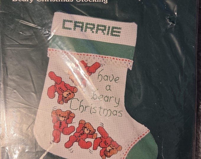 Dale Burdett Beary Christmas Stocking Counted Cross Stitch Kit. FREE SHIPPING. Older Condition Packaging.