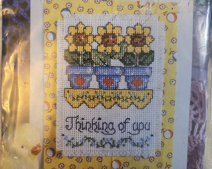 Design Works Thinking of You Card Cross Stitch Kit. FREE SHIPPING. Preowned Condition Older Packaging.