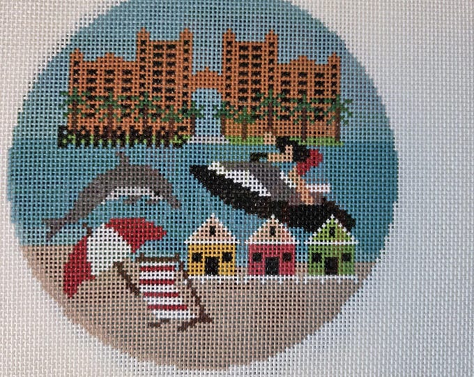 Bahamas Needlepoint Canvas. 18 Mesh 5" Round. New Condition. Free Shipping.