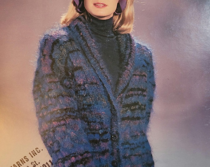 Ironstone Lacey Cabled Jacket Mohair Knit Pattern Style 644. Free Shipping. Vintage Condition.