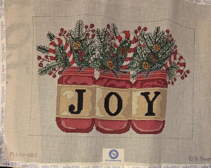 PLD Diana Swartz Joy Needlepoint Canvas with Threads 18# 8"x12". Preowned Estate Sale Like New Condition. Free Shipping. Canvas was Rolled