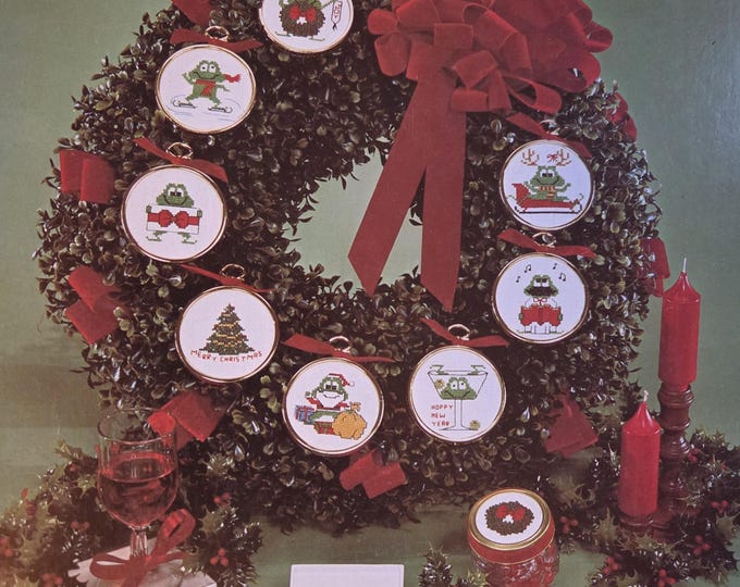 One Froggy Christmas Eve Cross Stitch Pattern. FREE SHIPPING. Used Condition.
