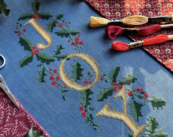 Festive Joy Counted Cross Stitch Kit. FREE SHIPPING. New Condition.