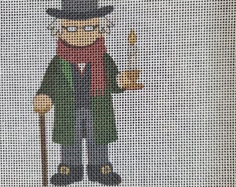 IN STOCK  Scrooge Needlepoint Canvas 5"x3"  finished size #18 mesh. Free Shipping. Unfinished canvas