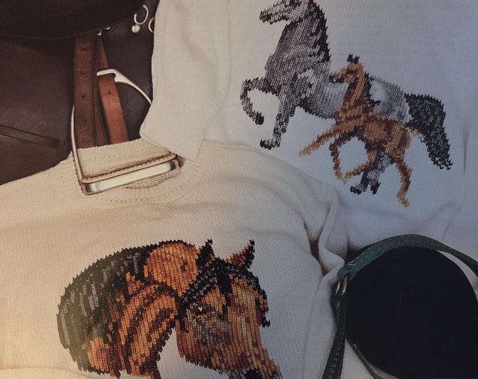 Pegasus Publication Stallion, Mare & Foal Duplicate Stitch Pattern. FREE SHIPPING. Used Condition.