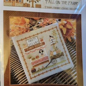 Little House Needleworks Fall on the Farm Farm Fresh Cross Stitch Pattern. FREE SHIPPING.