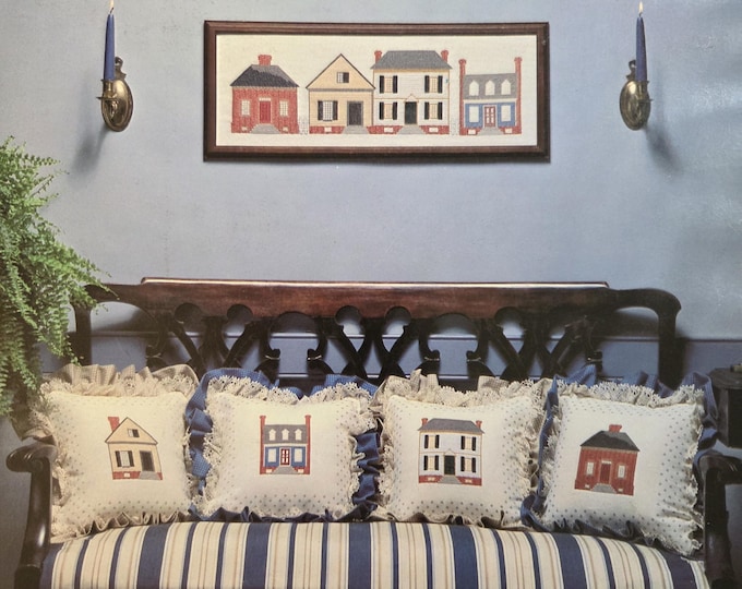 Colonial Row Cross Stitch Pattern. FREE SHIPPING. Preowned Older Used Condition.