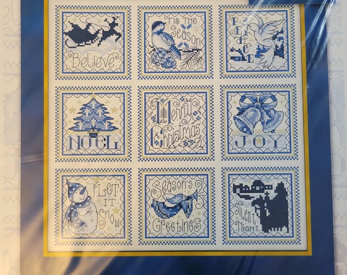 Joan Elliott Christmas Blue Ornaments Cross Stitch Pattern. Free Shipping. Good Condition.