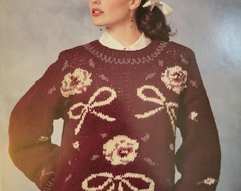 Ironstone Charity Hill Floral Pullover Knit Pattern Style 662. Free Shipping. Vintage Condition.