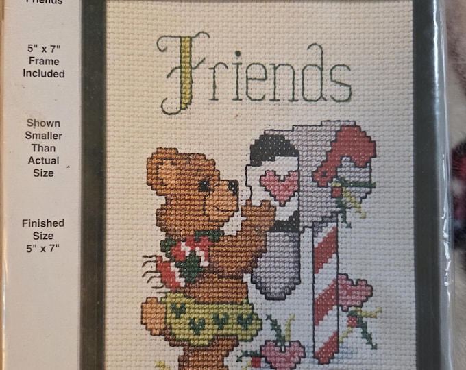 Needlemagic Friends Bear with Frame Cross Stitch Kit. FREE SHIPPING. Preowned Older Condition.