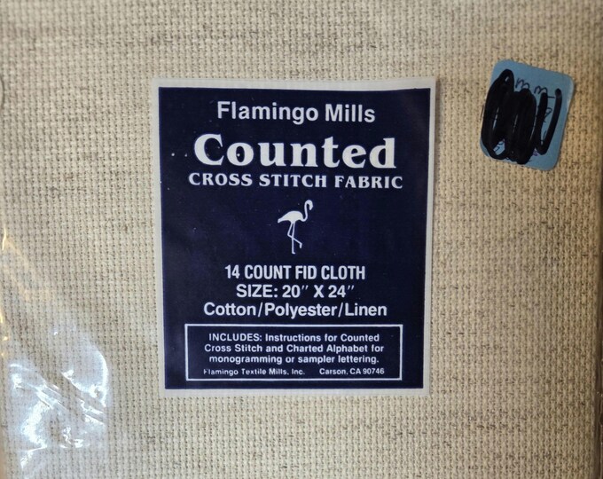 Flamingo Mills 14ct 20"x24" oatmeal Fid Cloth. FREE SHIPPING.