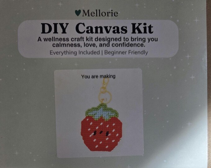 Strawberry Keychain, Bag Charm Needlepoint Kit. FREE SHIPPING. New Condition. Great for Beginners.