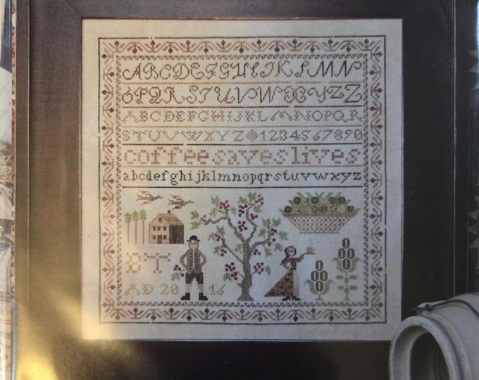 Heartstring Samplery Coffee Saves Lives Cross Stitch Pattern. FREE SHIPPING. Good Condition
