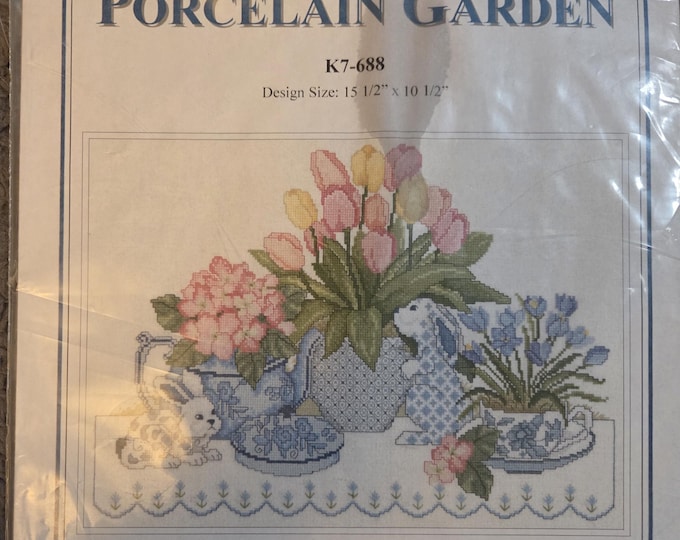 Design Connection Porcelain Garden Counted Cross Stitch Kit. FREE SHIPPING. Older Condition.