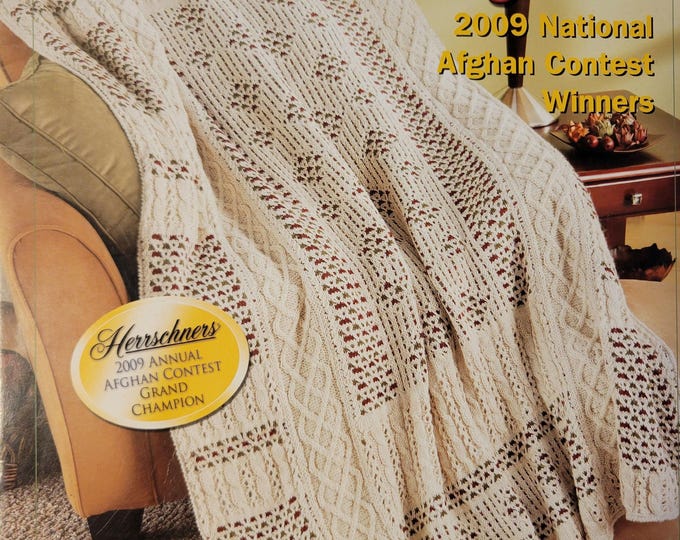 Herschners Knit & Aran Afghans 2009 National Afhhan Contest Winners Knit Pattern.  FREE SHIPPING.