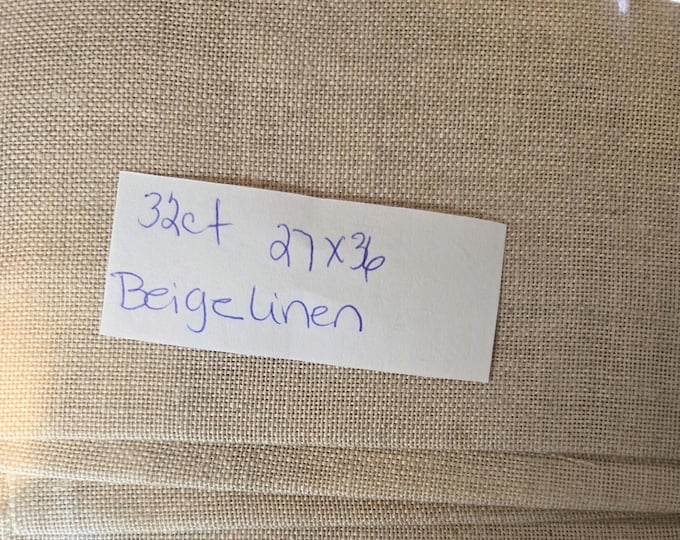 32ct 27"x36" Beige Linen.Preowned and Repackaged. FREE SHIPPING.