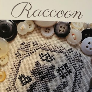 Darling & Whimsy Quirky Quaker Raccoon Cross Stitch Pattern. FREE SHIPPING. Good Condition