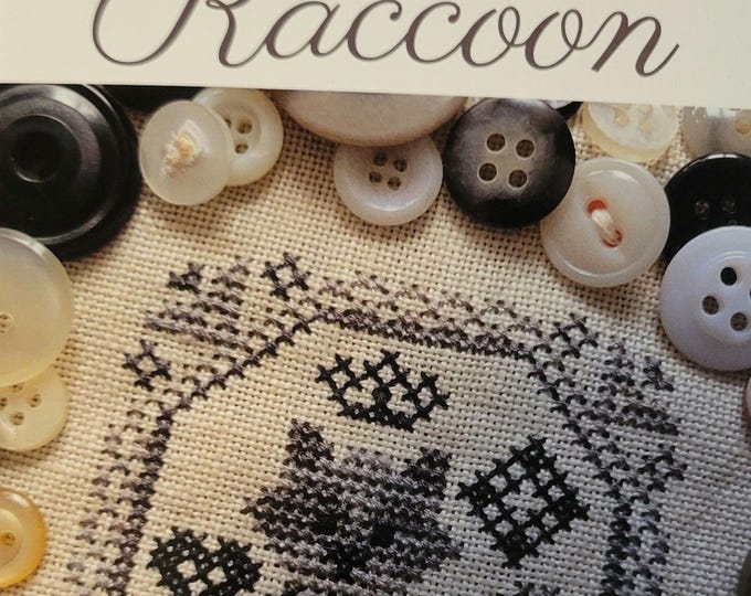Darling & Whimsy Quirky Quaker Raccoon Cross Stitch Pattern. FREE SHIPPING. Good Condition