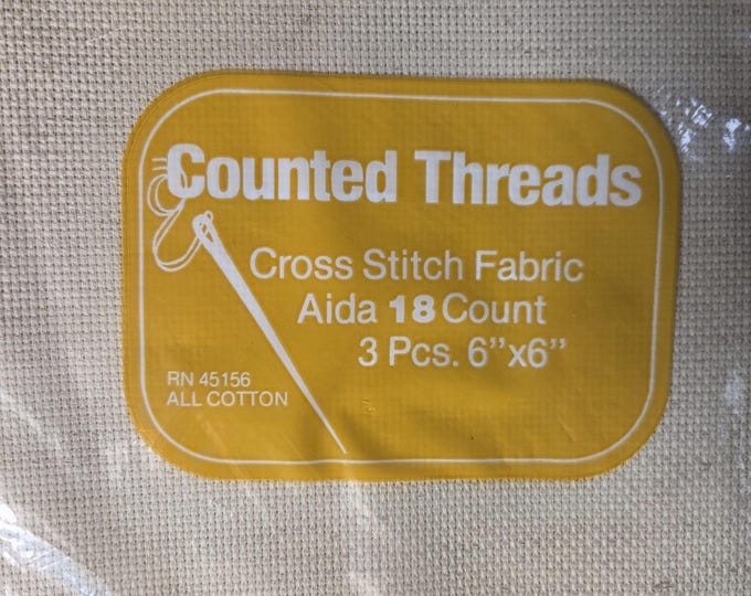 3 pieces 18ct Oatmeal Aida Cloth 6x6. FREE SHIPPING.