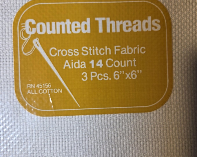 3 pieces 14ct White Aida Cloth 6x6. FREE SHIPPING.