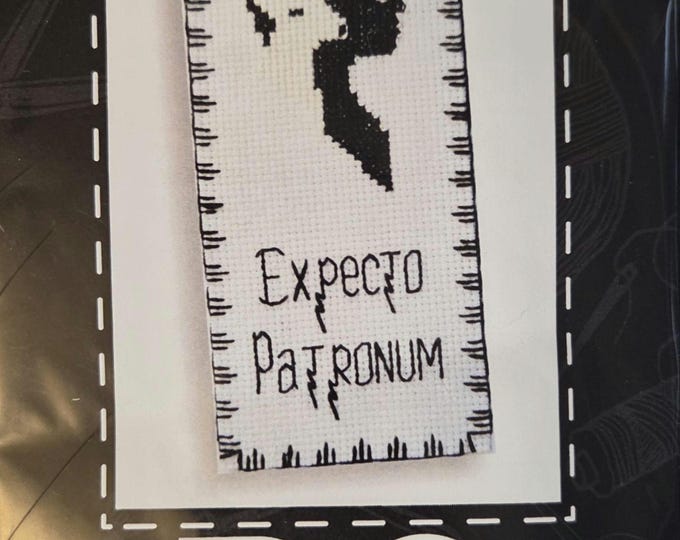 Expecto Patronum Harry Potter Bookmark Counted Cross Stitch Kit. FREE SHIPPING.