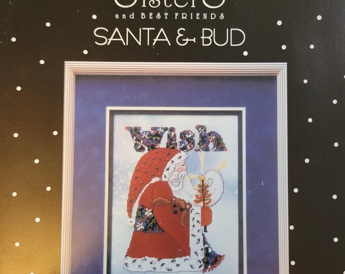 Sisters Santa & Bud Cross Stitch Pattern. Free Shipping. Good Condition.