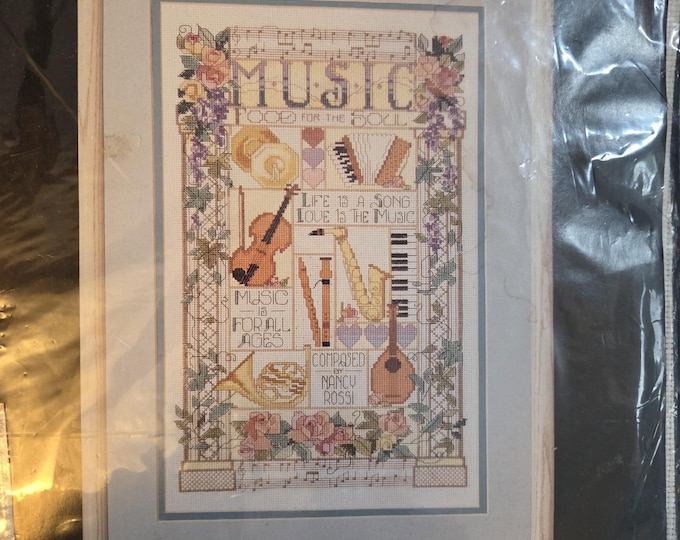 Bucilla Celebration of Music Counted Cross Stitch Kit. FREE SHIPPING. Good Condition.