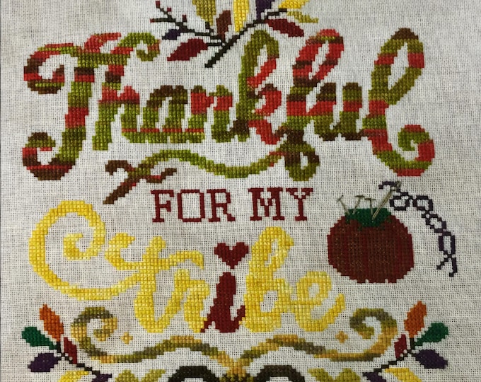 Barefoot Needleart Thankful for my Tribe Cross Stitch Pattern. Needlework Marketplace Excl Avail After Aug 25. New.  Free Shipping.