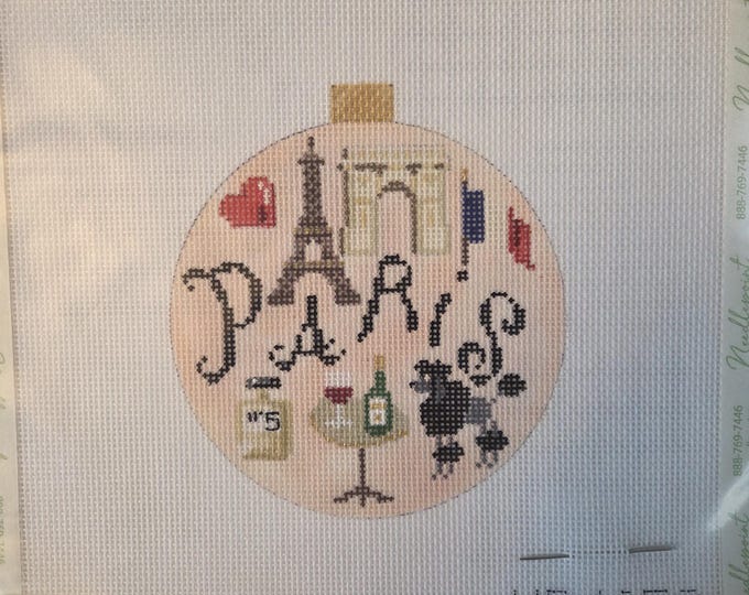 Kirk & Bradley Paris Needlepoint Canvas and Stitch Guide.  18 Mesh 4" Round. Preowned Estate Sale Like New Condition. Free Shipping.