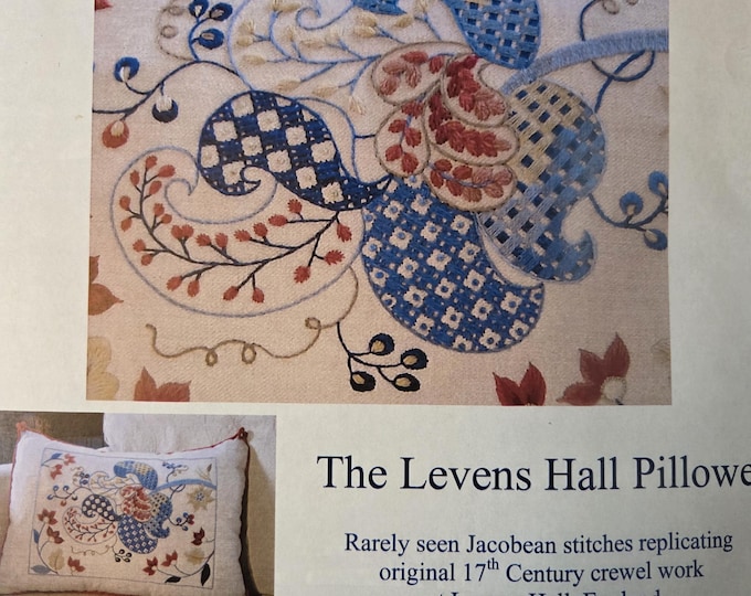 Crewel Work Co Levens Hall Pillowe Crewel Embroidery Kit. FREE SHIPPING. Estate Sale Preowned Good Condition.