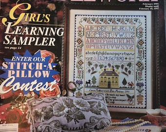Cross Stitch and Needlework Magazine Feb 1997. Free Shipping. Used Condition.
