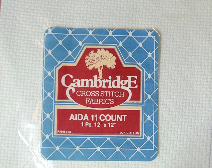 Cambridge Aida Cloth 11ct 12"x12" white. FREE SHIPPING.