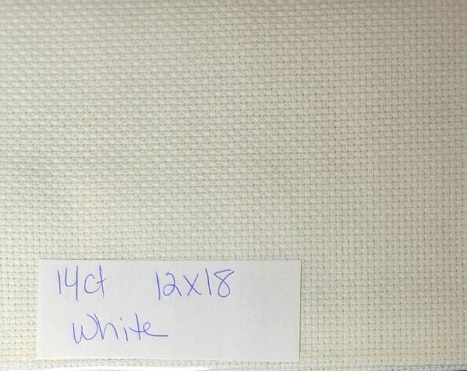 14ct 12"x18" Aida Cloth White. Preowned and Repackaged. FREE SHIPPING.