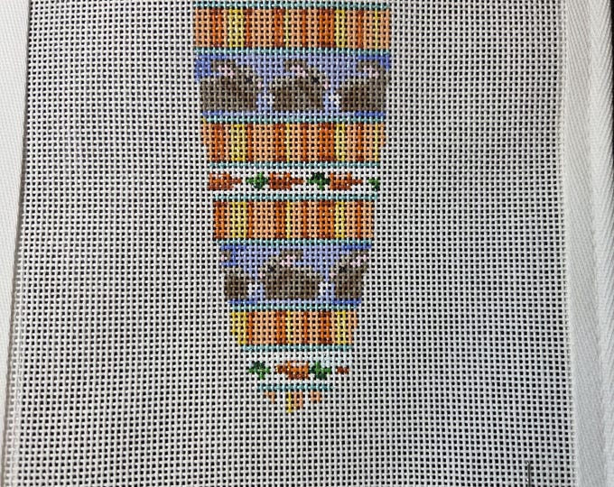 Bunny Carrot Needlepoint Canvas and Threads 18# 5" Carrot. Preowned Estate Sale Good Condition. Free Shipping.