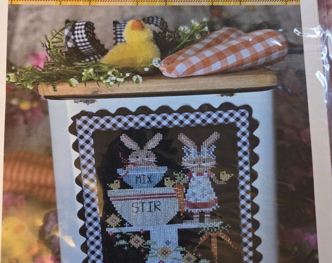 Stitching with the Housewives Bunny Bakery Cross Stitch Pattern. FREE SHIPPING. Good Condition