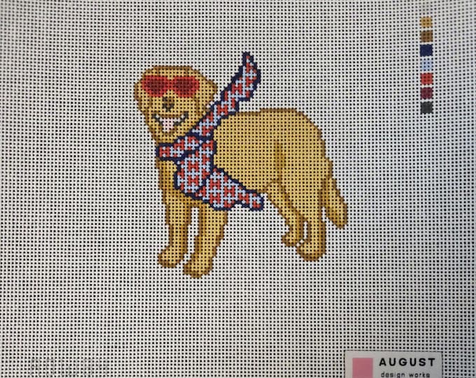 Bougie Golden Retriever 7.5x7.5 canvas size 3.5x3.5 design 18 mesh Handpainted Canvas. New. Free Shipping. August Design Works.