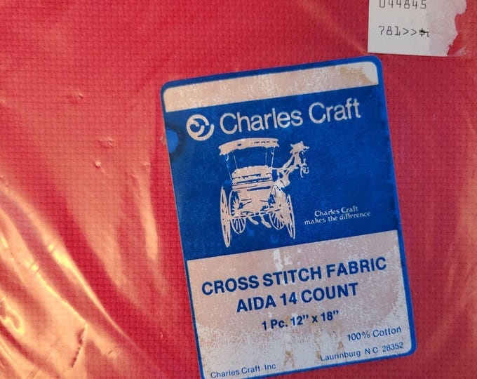 Charles Craft 14ct 12"x18" aida cloth red. FREE SHIPPING. Older packaging.