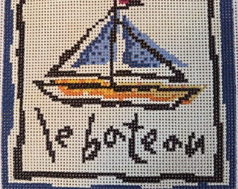 Birds of a Feather French Lesson Boat Needlepoint Canvas Preowned GoodCondition. Free Shipping.