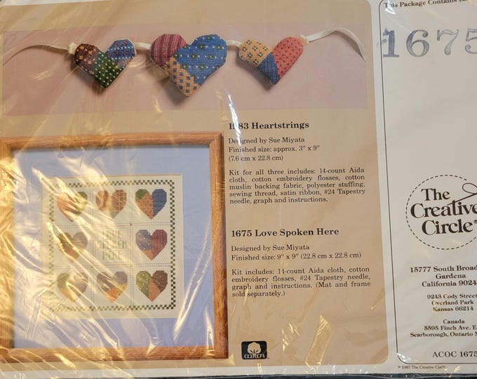 Creative Circle 1983 Heartstrings and 1675 Love Spoken Here Cross Stitch Kit. FREE SHIPPING. New Condition.