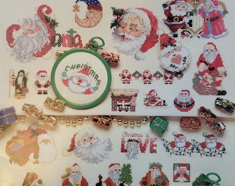 American School of Needlework 50 Santas Cross Stitch Pattern. Free Shipping. Used Condition