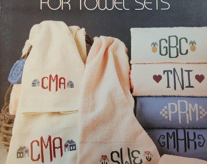Leisure Arts Monograms For Towels Cross Stitch Pattern. Free SHIPPING. Used Condition