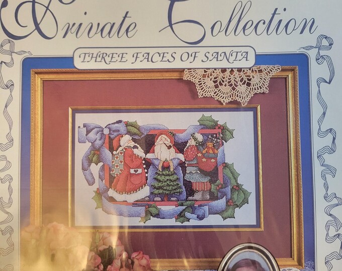 Alma Lynnes Private Collection Three Faces of Santa Cross Stitch Pattern - FREE SHIPPING. Good Condition.