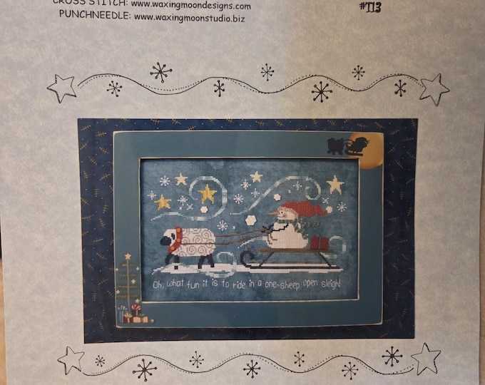 Waxing Moon Designs One Sheep Open Sleigh Cross Stitch Pattern. Free Shipping. Used Condition. No Buttons Included.