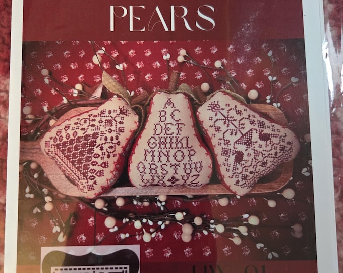 Annie Beez Redwork Pears Cross Stitch Pattern. FREE SHIPPING. Good Condition