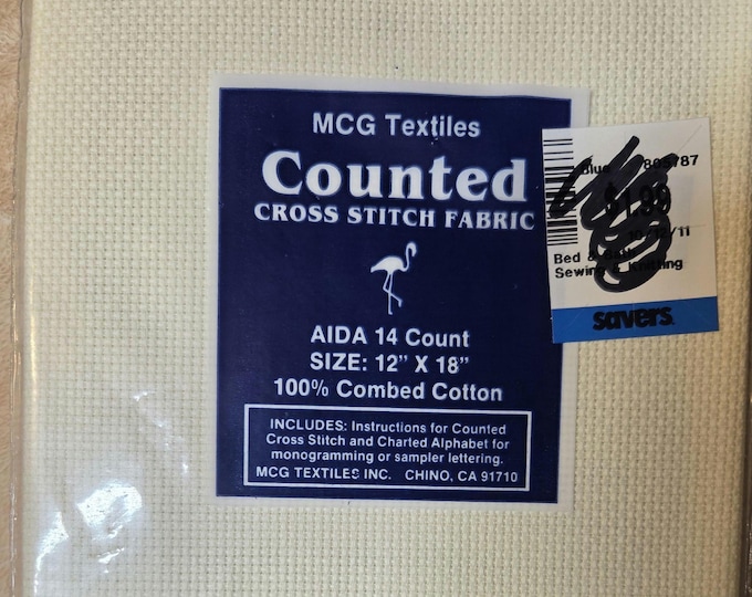 MCG Textiles Aida Cloth 14ct 12"x18" off white. FREE SHIPPING.
